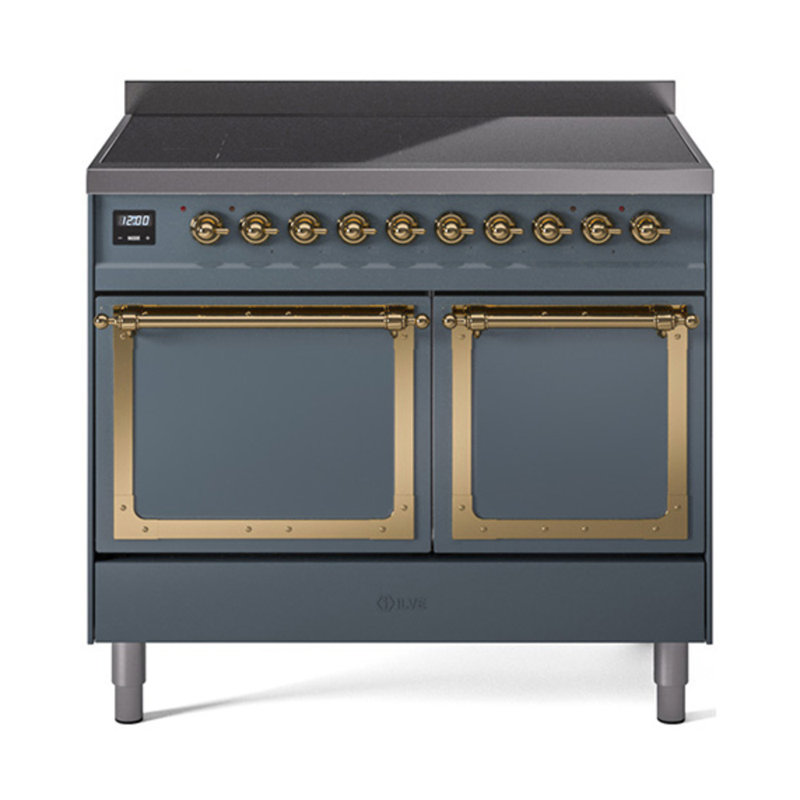 ILVE Nostalgie II Noblesse 40 in Induction Range, Blue Gray/Brass