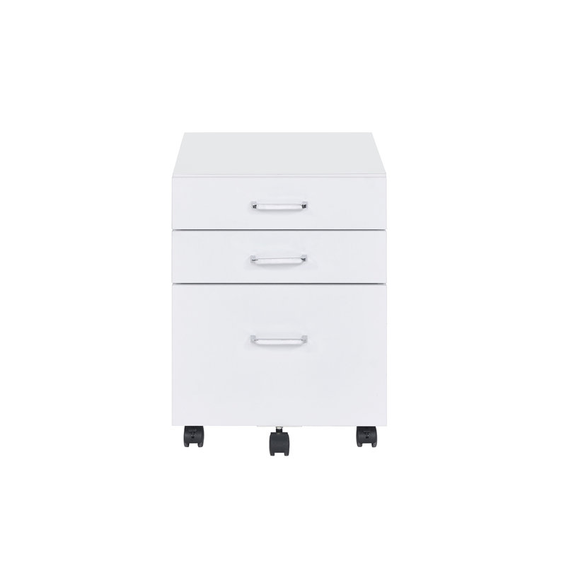 Bowden Contemporary 3-Drawer Rectangular File Cabinet with Wheels, White