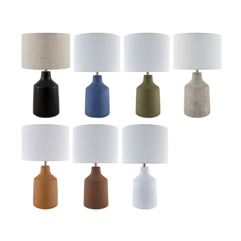 Lockwood Concrete Table Lamp with Linen Shade, Blue, Tan