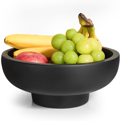 Bol à fruits en béton - Grand bol à piédestal décoratif pour comptoir de cuisine