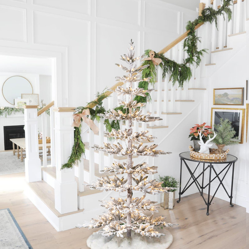Johvan Slender Green Most Realistic Fir Christmas Tree with LED Lights, 7'