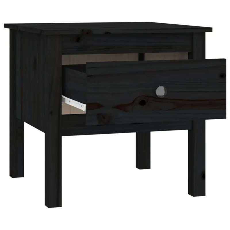 Kitija Solid Wood Side Table Set, Black