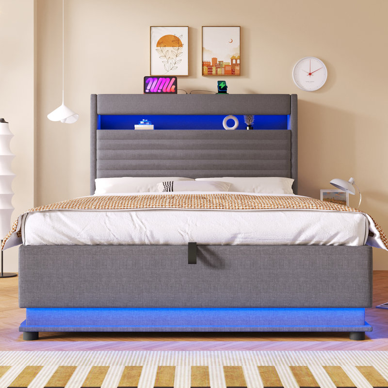 Lift Up Storage Bed Frame, 140x200 cm, Grey