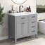 Ensemble de meuble-lavabo 36 po avec lavabo, armoire de salle de bain avec tiroirs, structure solide et panneau de fibres à densité moyenne-125685179