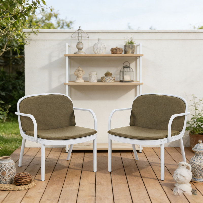 Outdoor PP Club Chair, White, Green