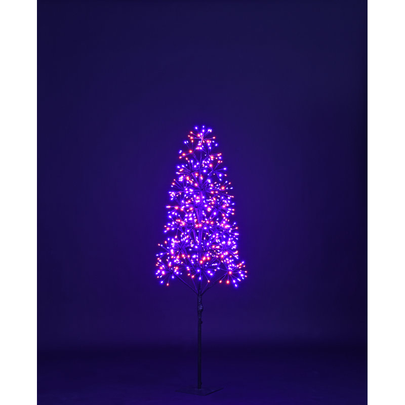5' Purple and Orange LED Tree