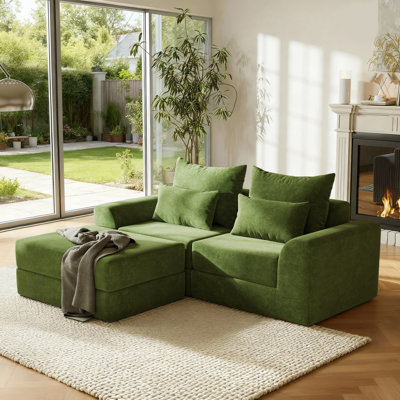 Canapé modulaire modulaire sans os - ensemble de canapé en forme de L avec repose-pieds, coussins en mousse haute densité, tissu performant facile à nettoyer, conception combinée gratuite
