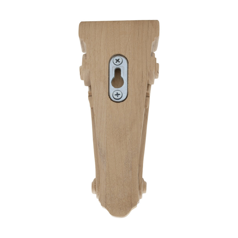 7-1/8 in x 2-3/4 in x 1-3/8 in Unfinished Hand Carved Solid Acanthus Leaf Wood Corbel, Alder
