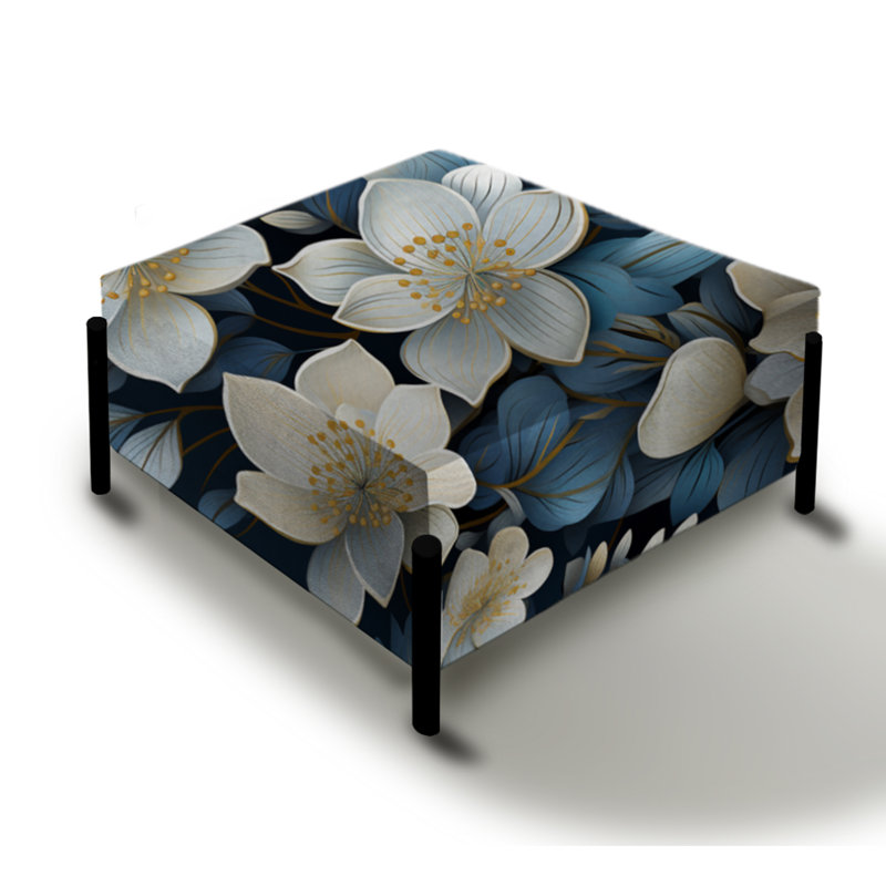 Grand repose-pieds carré artistique Magnolia Essence