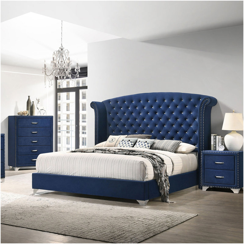 Commode rembourrée 6 tiroirs Kennedy Pacific Blue, Bleu