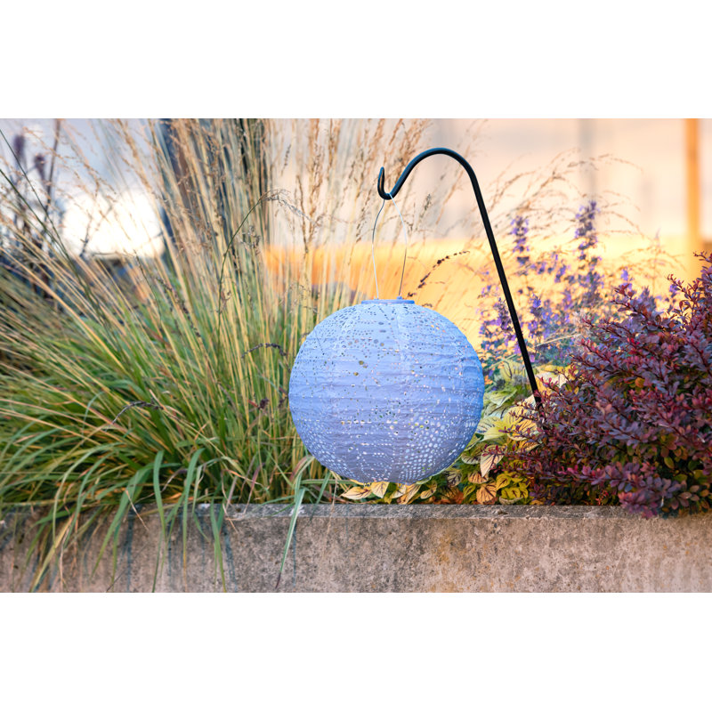 Stella Monstera 12" Globe Solar Lantern - Marigold, Blue