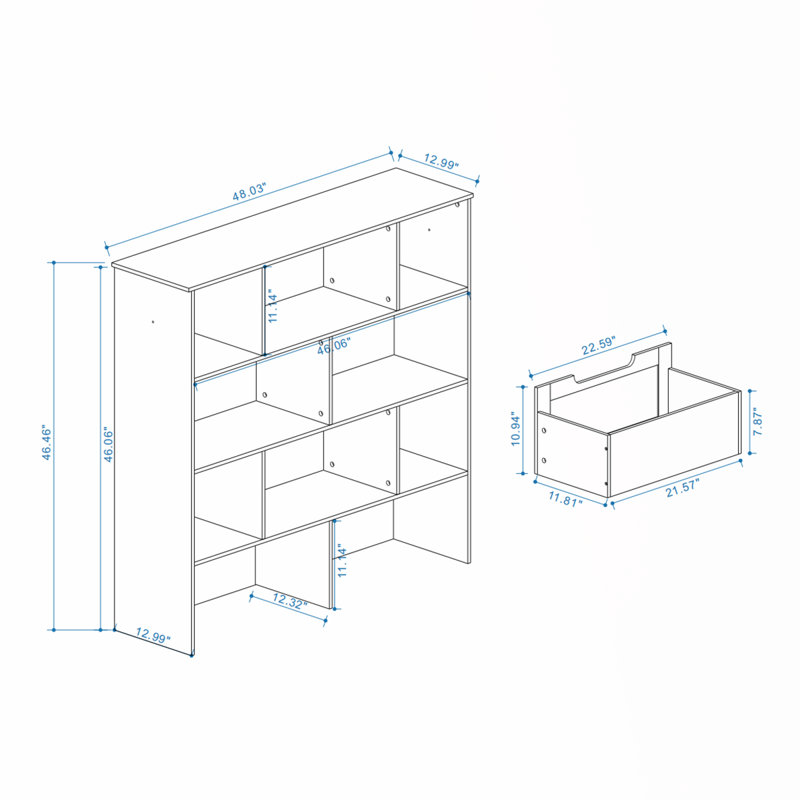 7 Shelf Bookcase with 2 Hooks