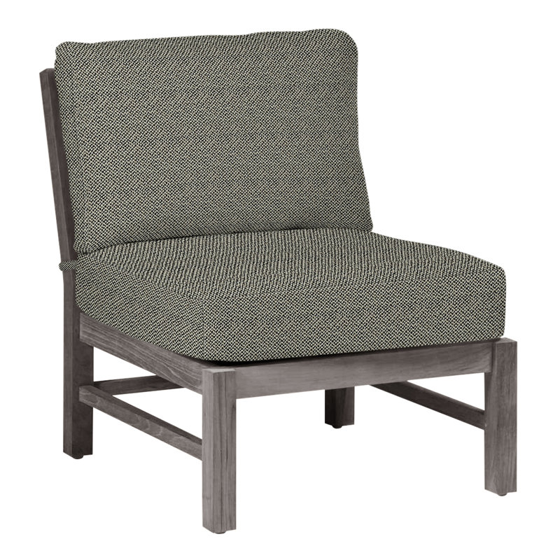 Club Teak Sectional Slipper Chair, Oyster Teak, No Welt, Intermix Bark