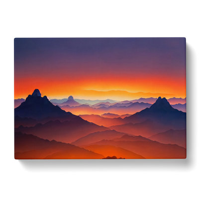 Urban Mountain Sunset - Wrapped Canvas