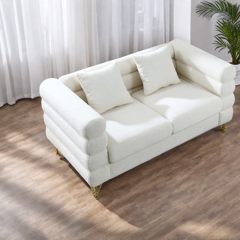Canapés modulaires à compression, canapé moderne en tissu Teddy de 60 pouces pour la maison