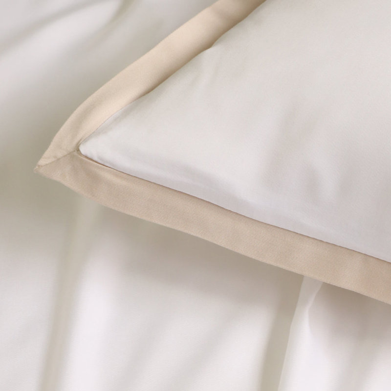 Ensemble de housse de couette en rayonne Langston, Housse de couette simple + 1 taie décorative stan, Blanc / Sable