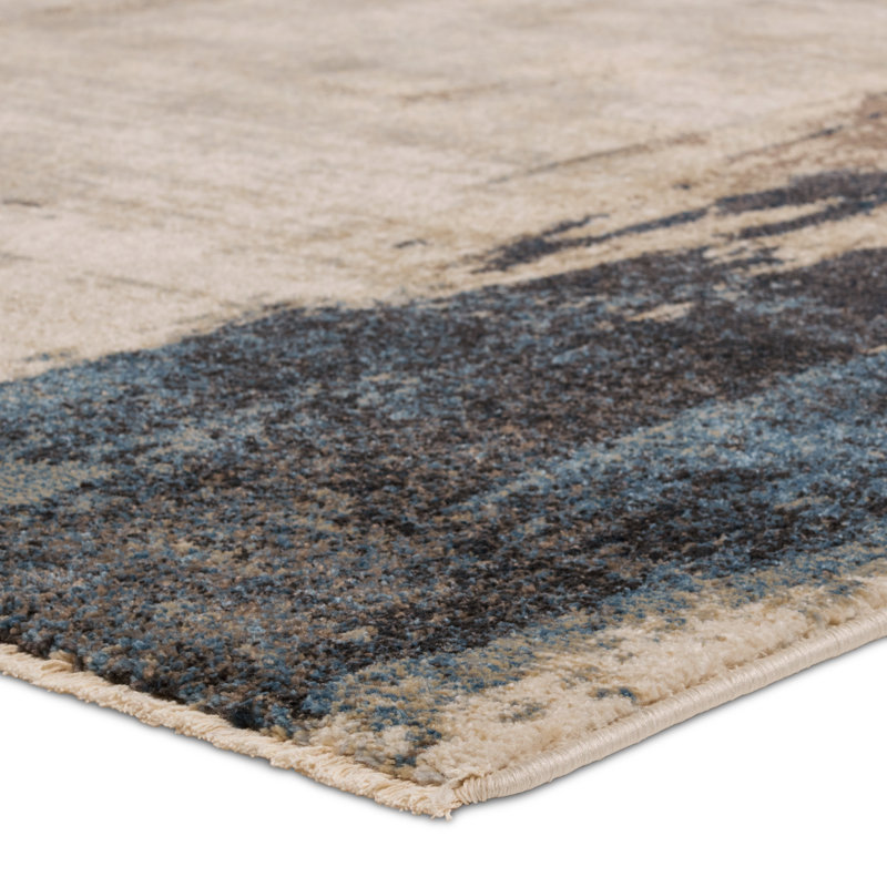Tapis abstrait brun clair / taupe 17 Stories Goewin