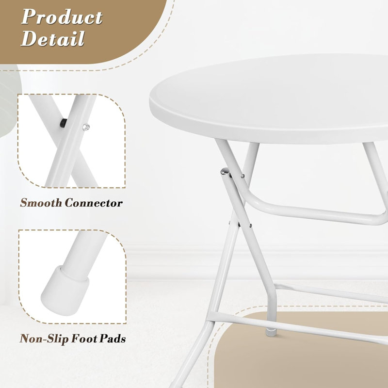 32'' Cocktail Table White High Top Folding, Round Portable Bar Height Folding Table with Removable Legs Indoor Outdoor Banquet for Party Banquet Wedding Picnic Dining Camping