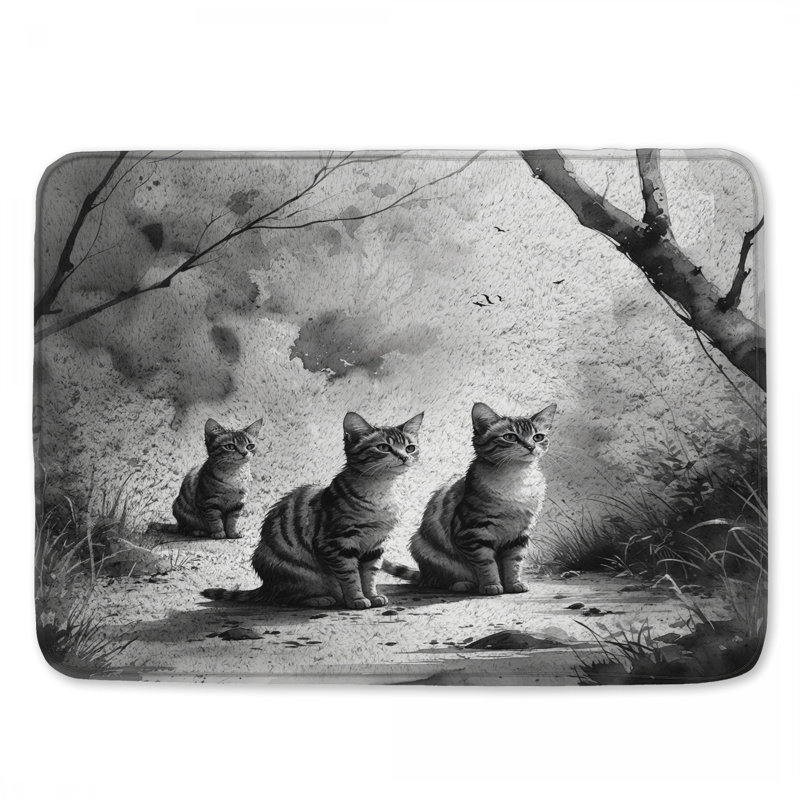 Tapis de bain Three Tabby Cats, L 34 po x L 21 po