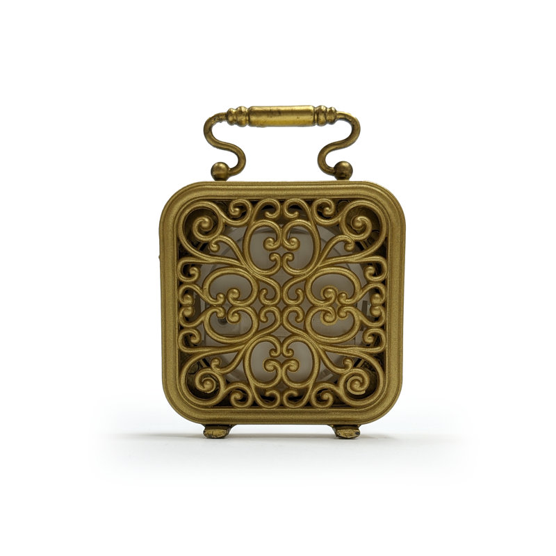 Roman Numeral Metal Mechanical Tabletop Clock in Gold