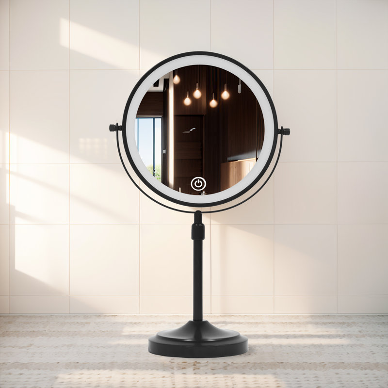 Miroir de plancher rond en métal Afrina, Noir