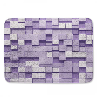 Purple White Blocks Bath Mat