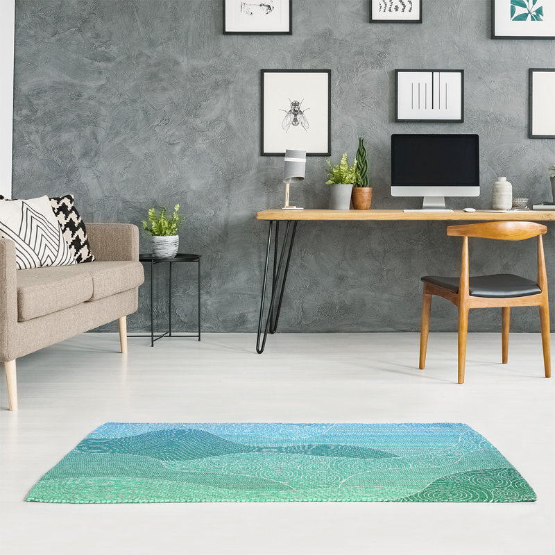 Tapis bleu / vert Ombre, Rectangle 5 pi x 7 pi