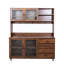 Armoire de cuisine en noyer de 63 po avec 4 portes, tiroirs et tablette à micro-ondes - Rangement autoportant pour différents endroits