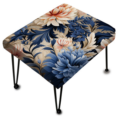 Motif de fleurs damassées bleues et beiges
