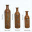 Ensemble de 3 vases de sol décoratifs en métal avec motif de feuilles brun rustique, grands vases pour la décoration de salon et de vestibule
