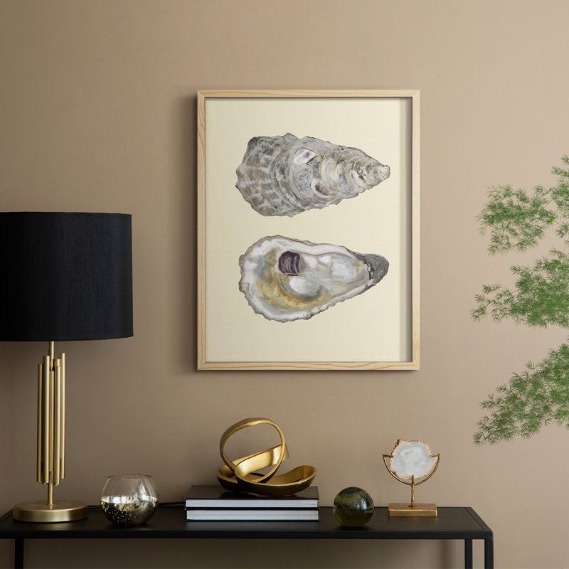 Bivalve Shells IV Framed Print - Solid Wood, Natural, 11" H x 9" W