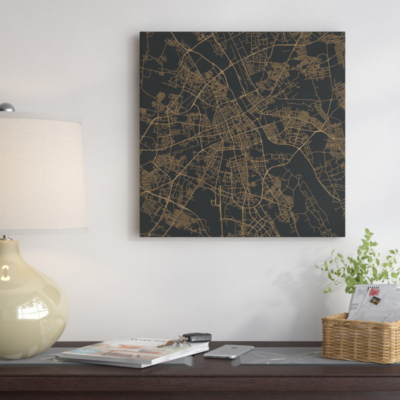 « varsovie routes », impression sur toile tendue, H 12 po x l 12 po x P 1,5 po, Toile tendue, Pas de tapis