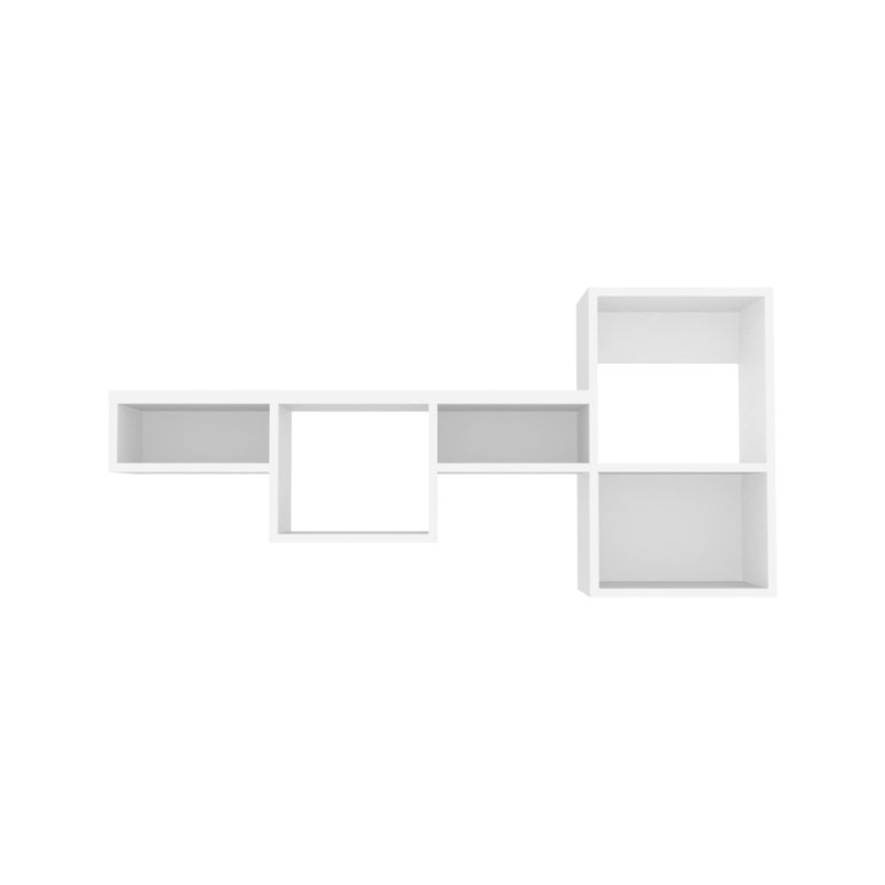 47" Wide 7 Wall Shelf In White - Practical And Cube For Home Office, Bedroom, Living Room Storage, 21.81" H x 48.38" W, White