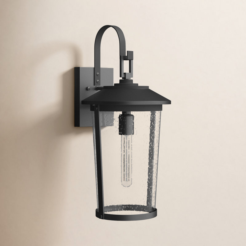 Kinsler Cocci Black Seeded Glass Outdoor Wall Lantern, 22" H x 10.5" W x 11.7" D