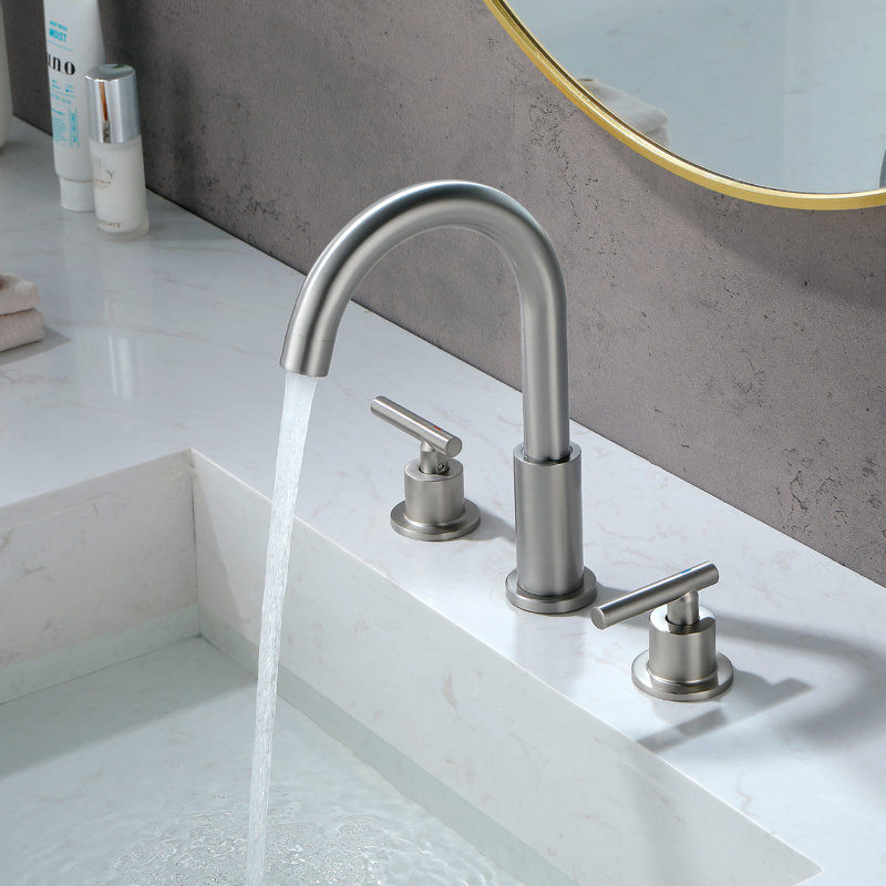 Widespread 2-handle Bathroom Faucet with Drain Assembly, Brushed Nickel