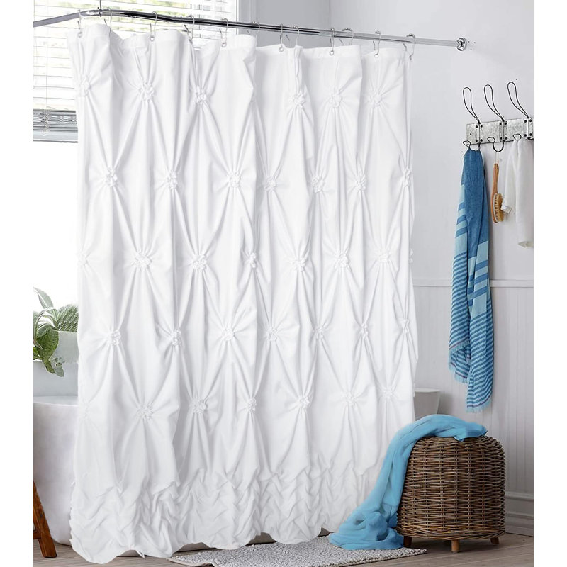 Jermesha Shower Curtain with Hooks Included, White