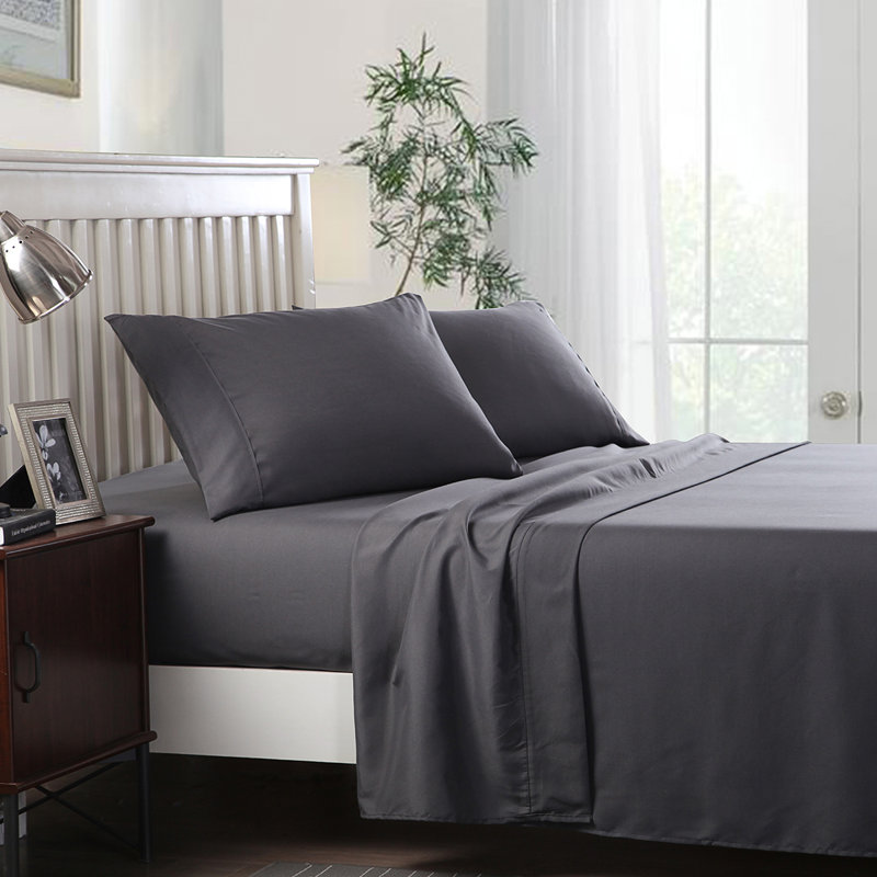 Microfiber Solid Colour Sheet Set, Dark Grey, Twin