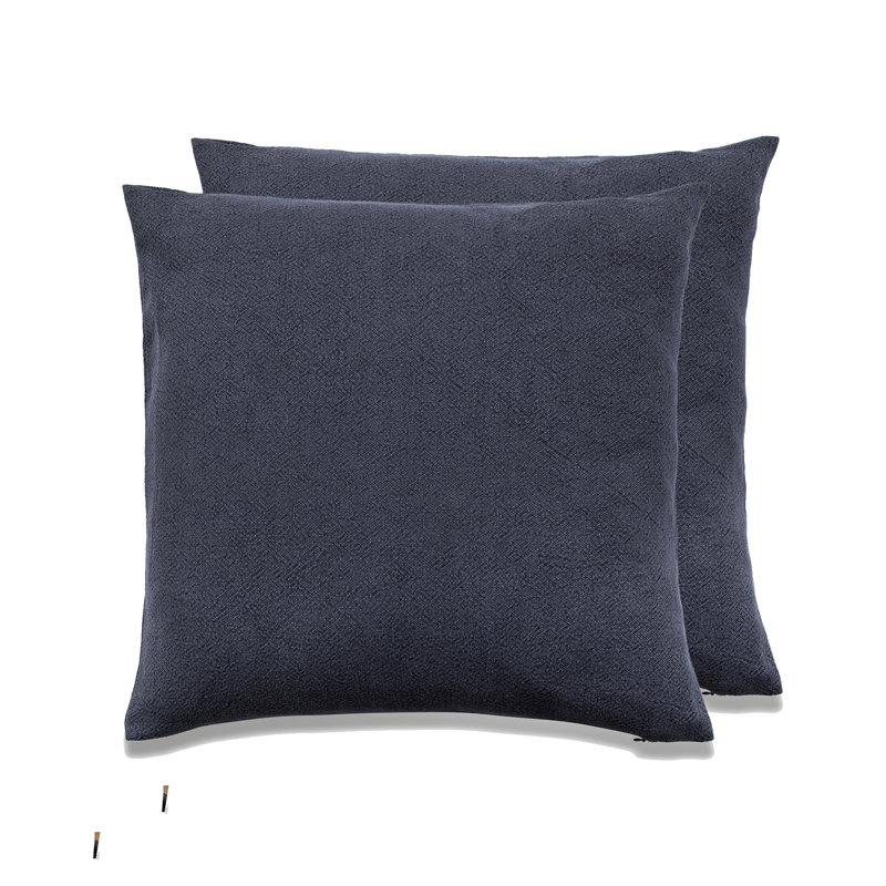 SEATTLE SOLID Linen Throw Pillow, Navy Blue, No insert