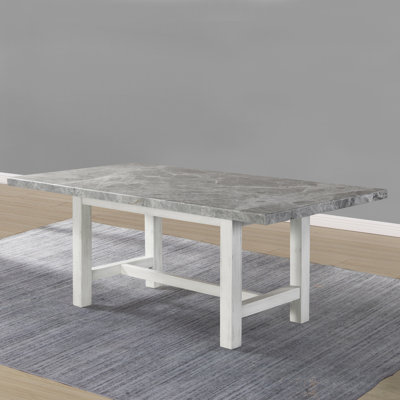Amonti Marble Top Solid Wood Base Dining Table