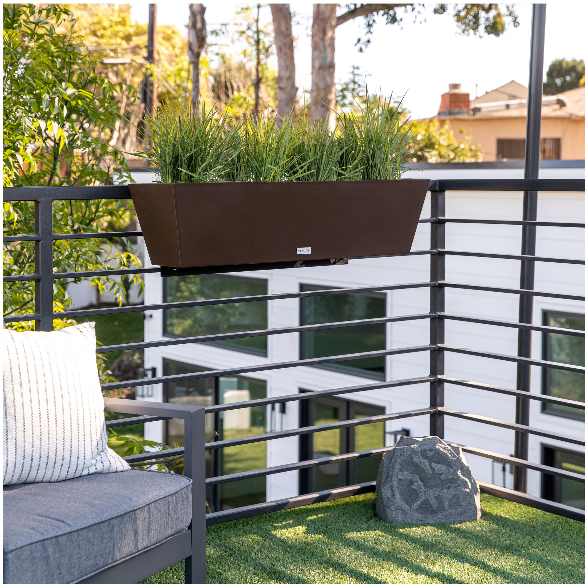 Pure Series Railing Planter, Espresso, Set of 1, 9'' H x 36'' W x 10'' D