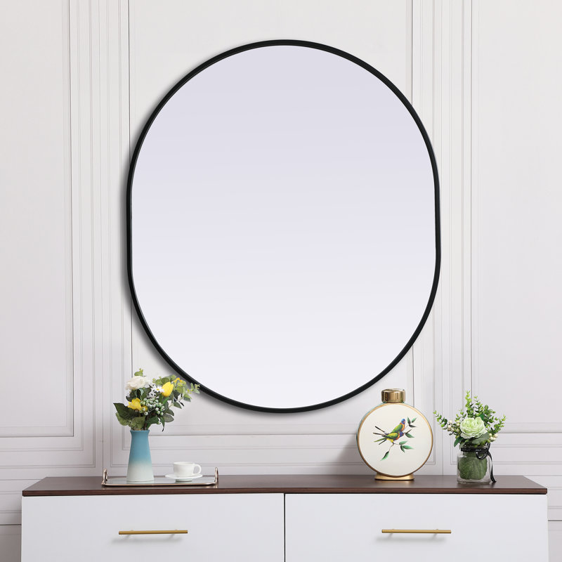 Sabine Metal Pill Wall Mirror, 36" x 30", Black