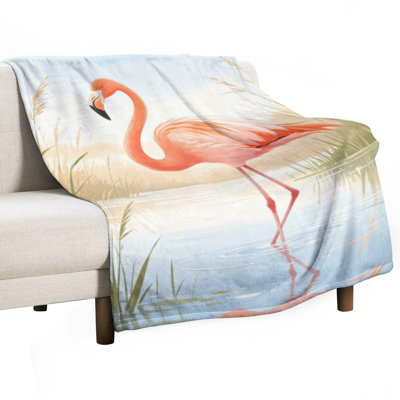 Flamingo Standi Luxury Flannel Throw Blanket, Soft Warm Fuzzy Blanket for Living Room Sofa Bed Home Decor
