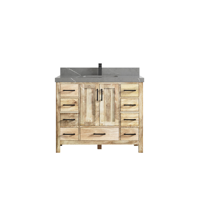 Ensemble de meuble-lavabo simple 42 po Malibu, Blanc délavé, Gris Piatra