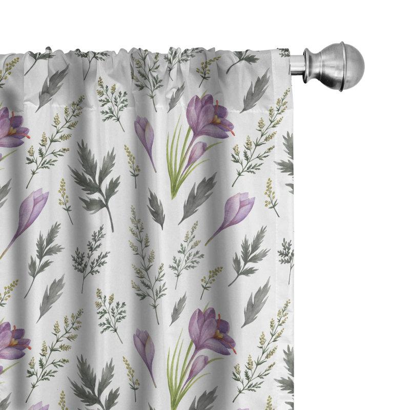 Watercolor Flowers Semi-Sheer Rod Pocket Curtain Panels, 28" x 95"