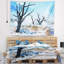 Tapisserie paysage paysager avec de grands arbres secs-28488288