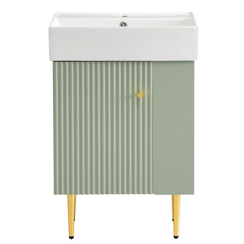 Meuble-lavabo élégant avec rangement abondant et design gracieux, Vert