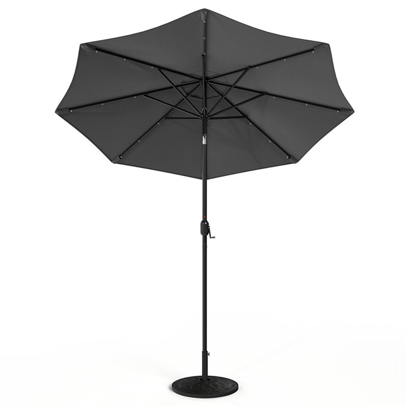 Aiso 3m Traditional Parasol with LED Light, Dark Grey