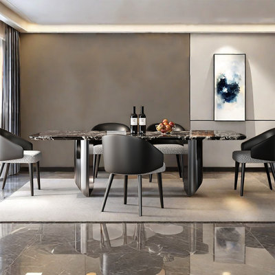 Modern rectangular luxury marble dining table set