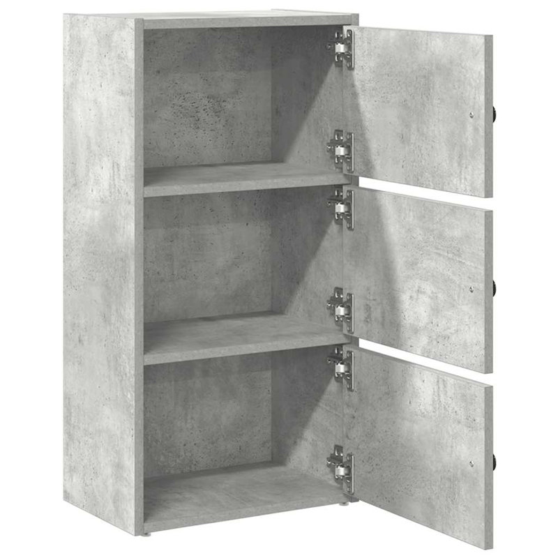 Shanetra 40cm W Bookcase, (3 Shelves) 77cmH x 40cmW x 24cmD, Concrete Grey