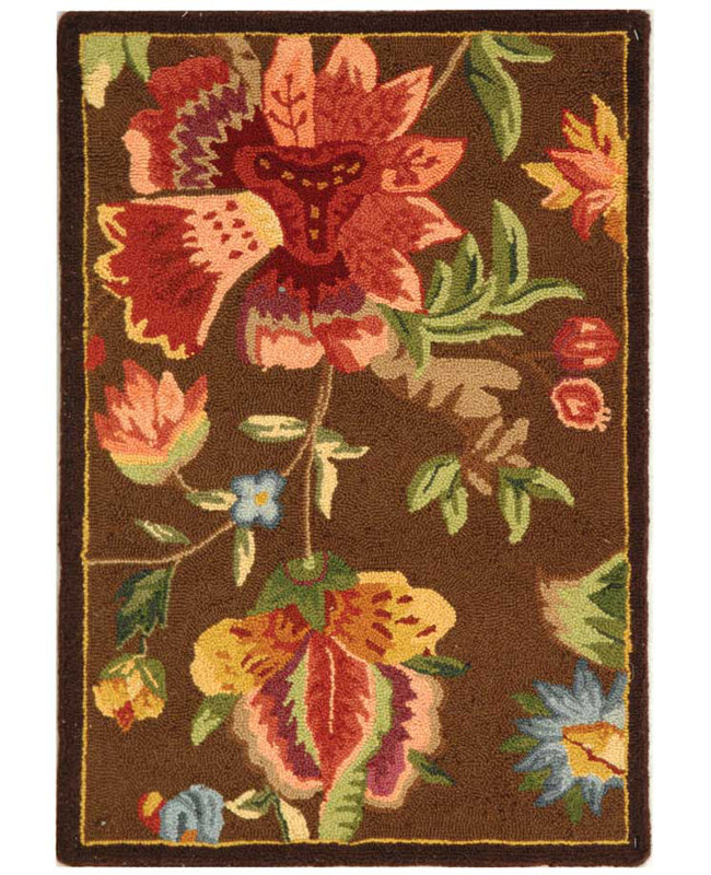 Tapis brun en laine touffeté à la main Hollander, Rectangle 1 pi 8 po x 2 pi 6 po